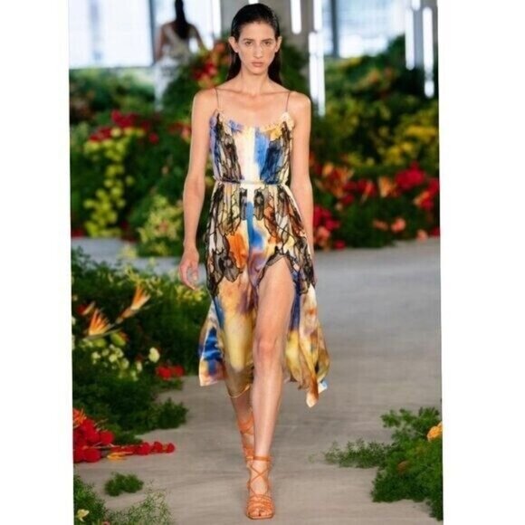 JASON WU COLLECTION RUNWAY OMBRE SILK MIDI DRESS SIZE S/M NEW - Picture 2 of 14